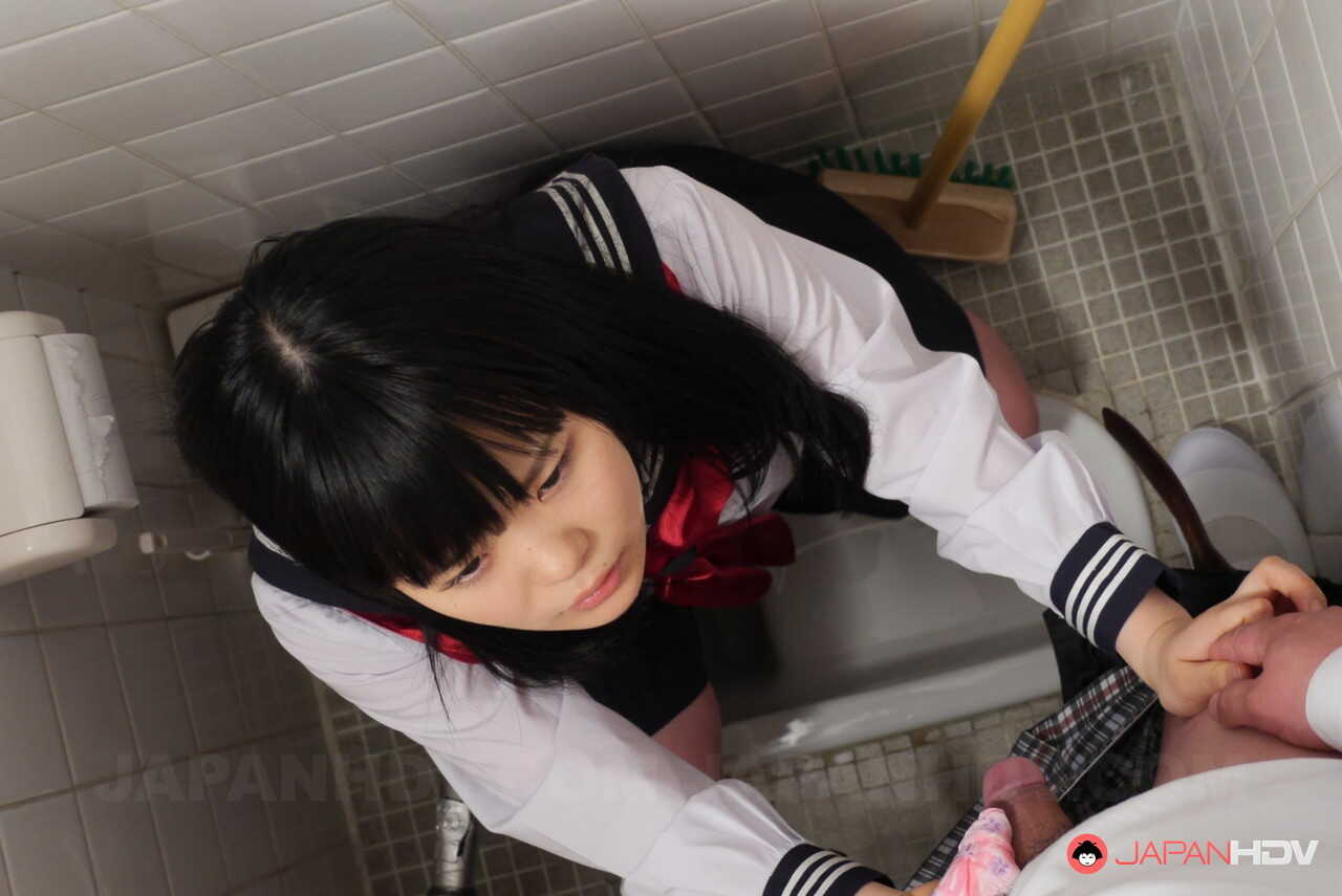 Sexy Sayaka Aishiro Blowing a Stranger in the Public Restroom