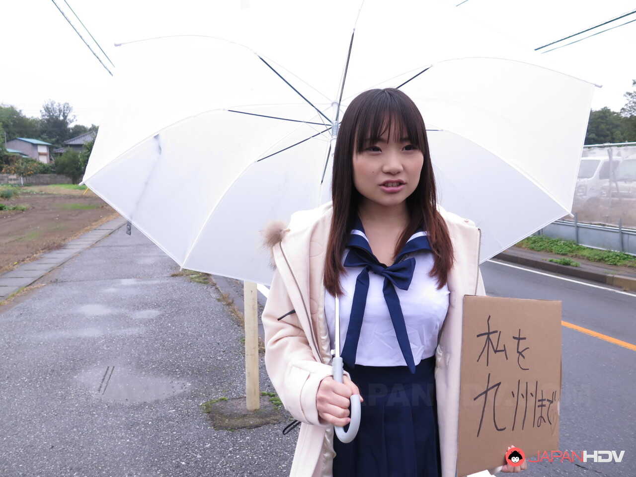 Asian brunette Mikoto Mochida sucks and rides a cock in the front seat of a car while wearing her sexy school uniform! - M...