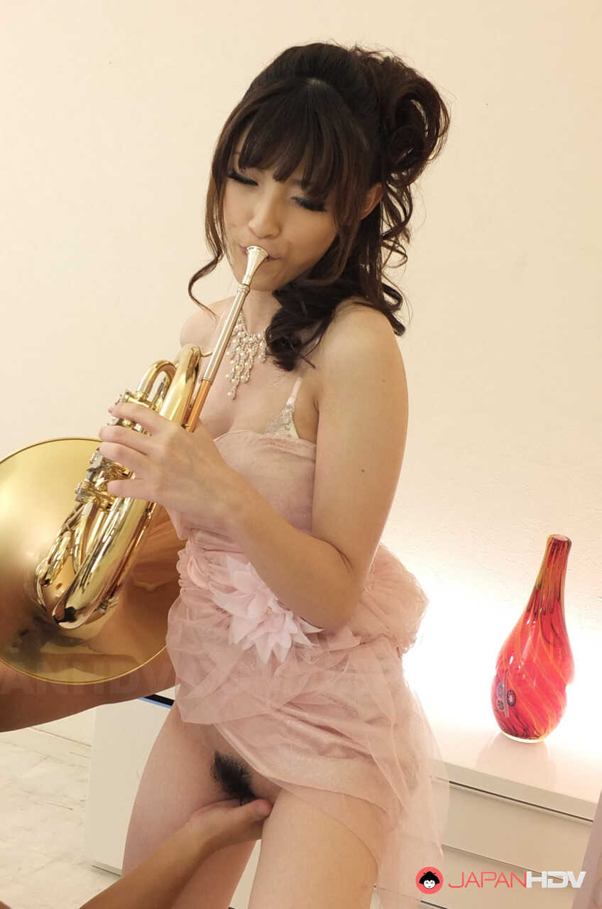 Asian Beauty Kanako Iioka Gets Her Hairy Cunt Licked By A Horny Stranger While She Plays The French Horn! - Kanako Iioka