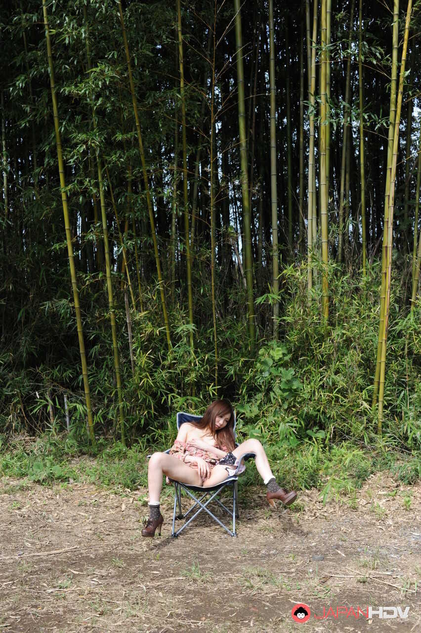 Shameless Japanese ginger Kaoru Sakaki gives an outdoor BJ and takes a piss while showing off her hairy Asian pussy - Kaor...