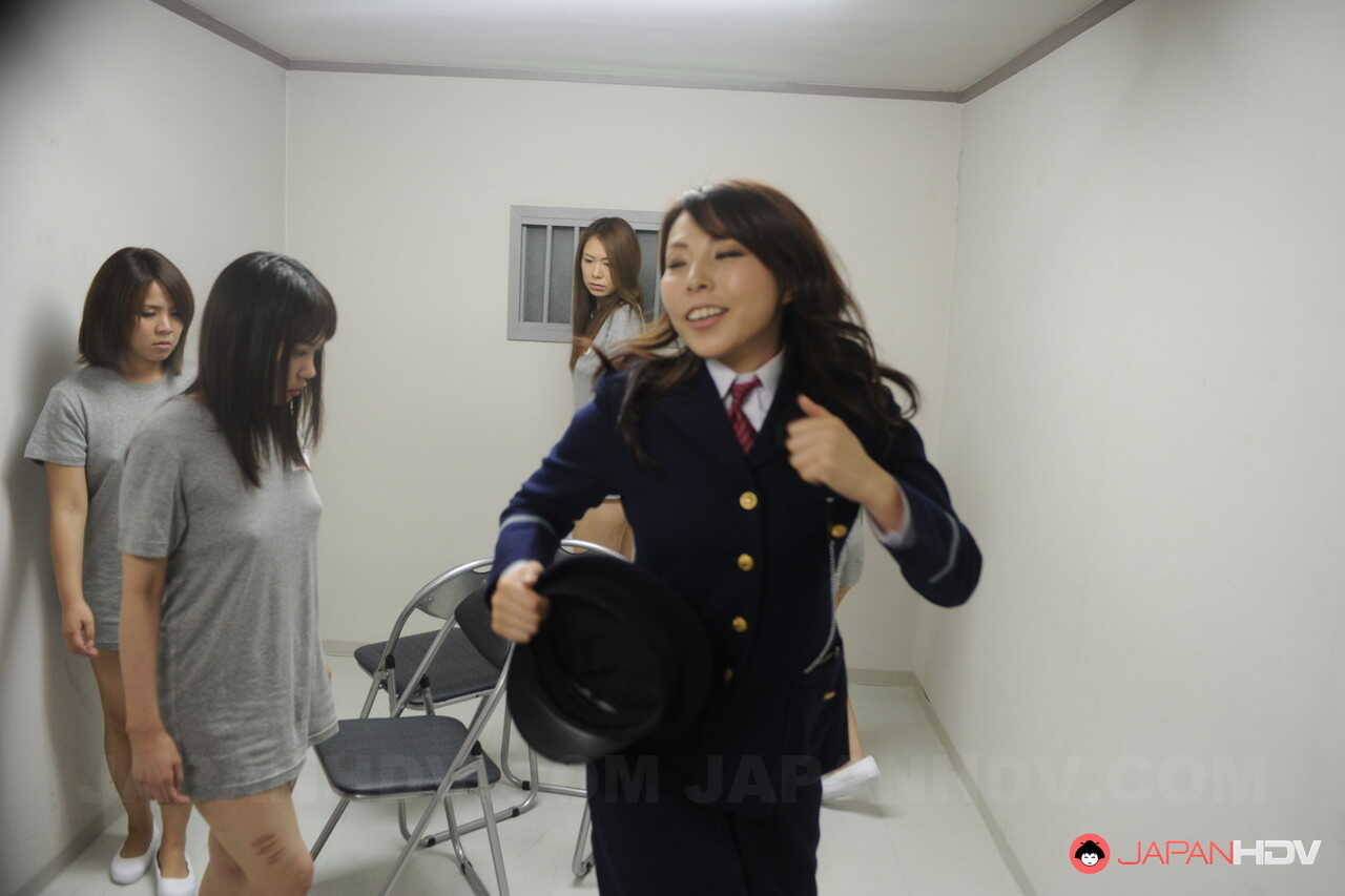 Four Japanese thieves get their holes fucked by perverted police officers in a hot anal action - 