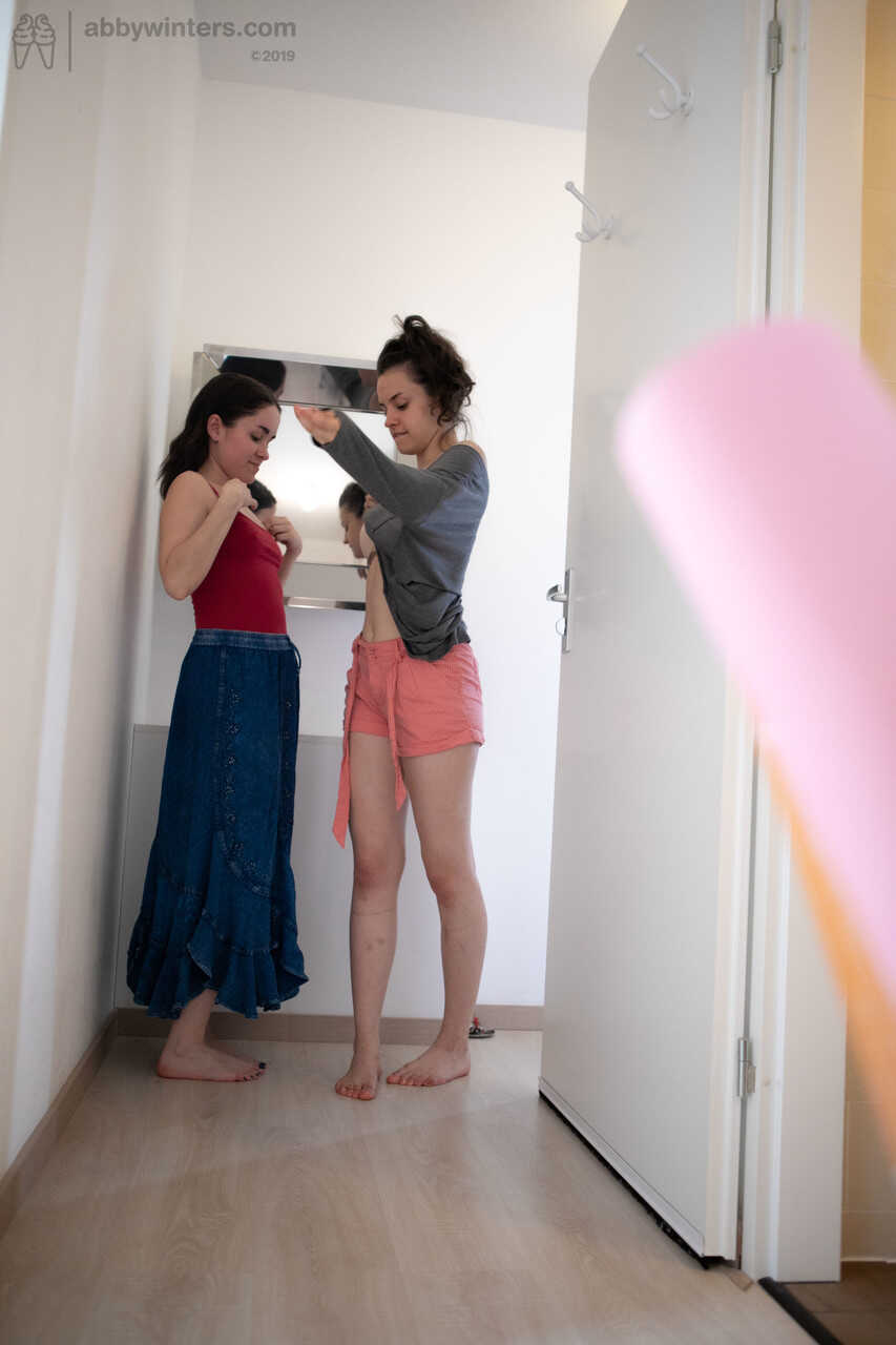 Skinny Teens with Black Hair Charlee and Sienna G Dressing Together for a Night of Hot Lesbian Action - Charlee, Sienna G
