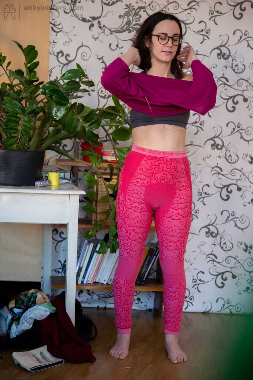 Nerdy Australian MILF Lucia M flashes her super hairy pussy while changing, revealing her hairy armpits, legs and ample br...