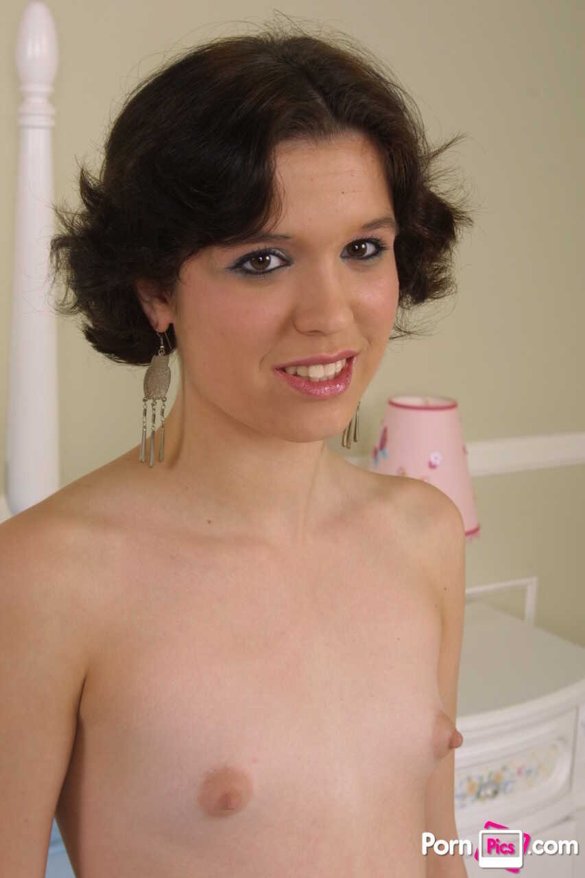 Amateur honey Alyssa Star shows off her tiny titties and hot ass on a bed - Alyssa Star