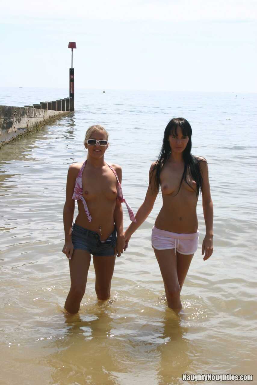Skinny Brits Abroad: Lesbian MILF Suzie Best and Her Teen GF Show Off Their Small Tits on a Tropical Beach - Frankie Rider...