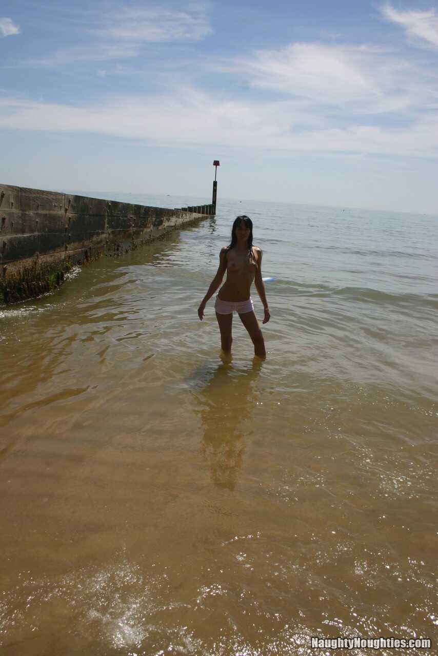 Skinny Brits Abroad: Lesbian MILF Suzie Best and Her Teen GF Show Off Their Small Tits on a Tropical Beach - Frankie Rider...
