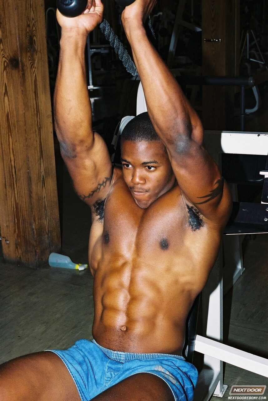 Houston's Hustler: Black muscled God unleashes his massive cock for a solo shower - 