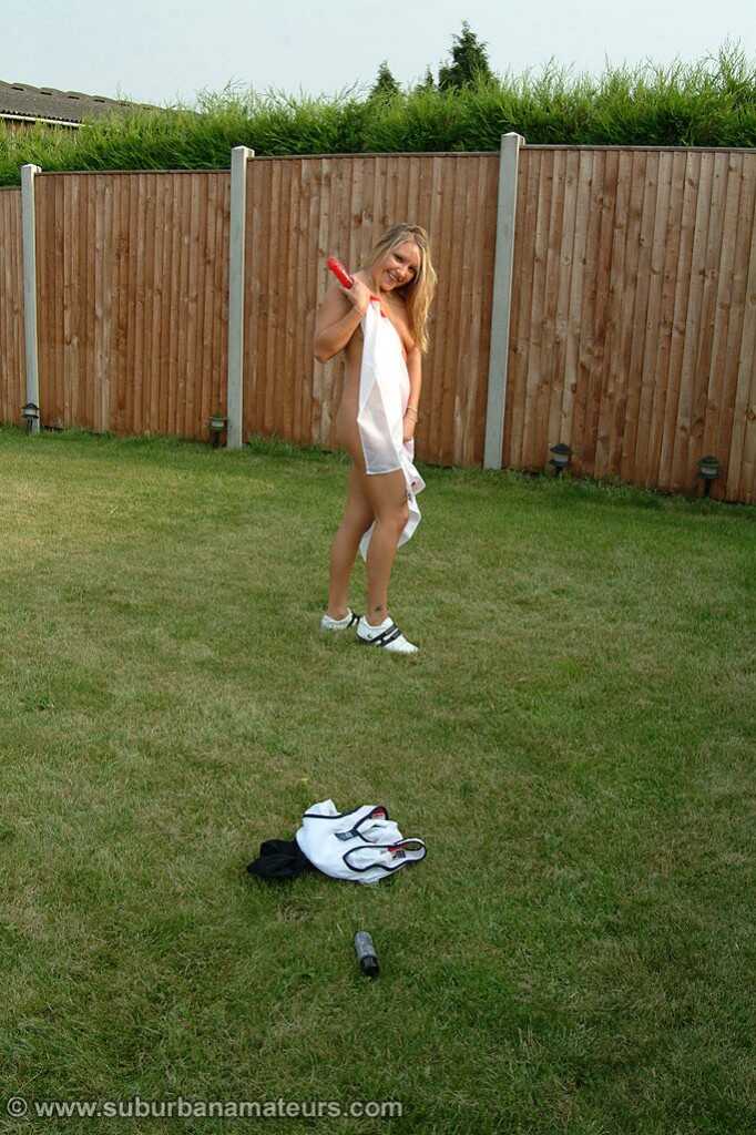 Curvy Blonde Teen Esther Gets Naughty in the Backyard for British Amateur Fun - Esther