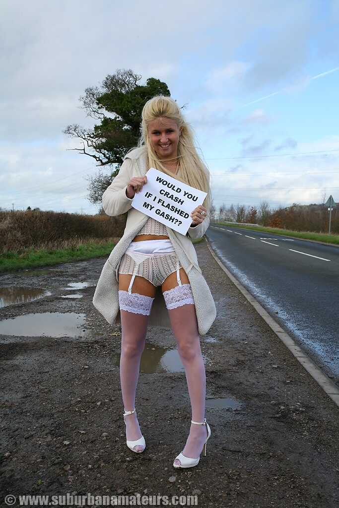 Blonde British Amateur Kimberly Cox Gets Naughty in White Lingerie Fingering Her Wet Pussy in a Car! - Kimberly Cox