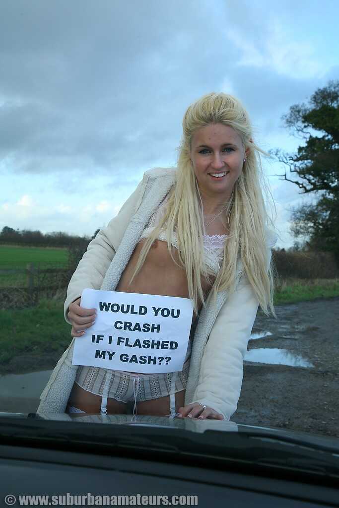 Blonde British Amateur Kimberly Cox Gets Naughty in White Lingerie Fingering Her Wet Pussy in a Car! - Kimberly Cox