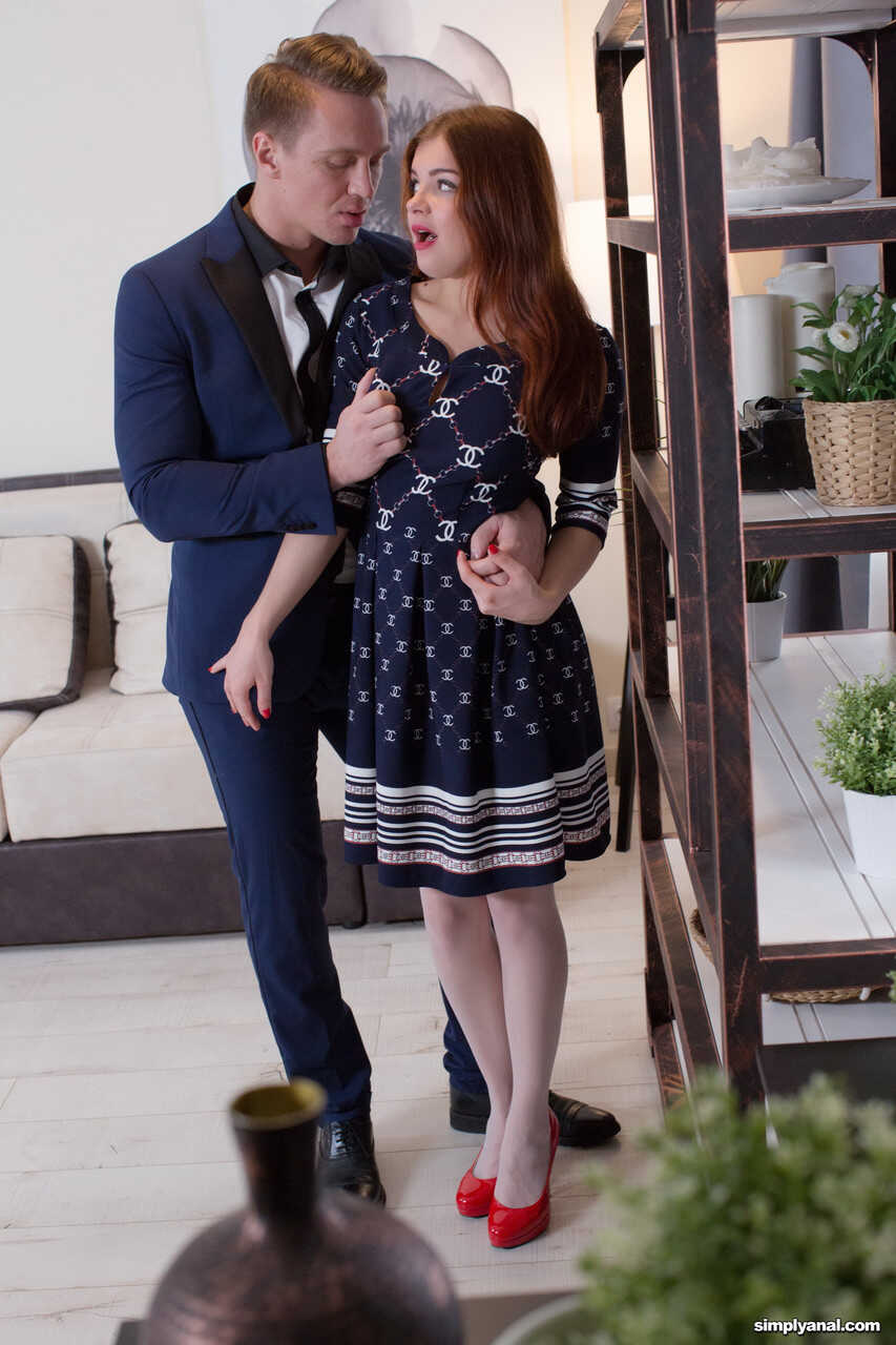 Russian Cutie Renata Fox Gets Her Stockings Stretched and Pussy Licked by her Boyfriend on a Sofa - Renata Fox