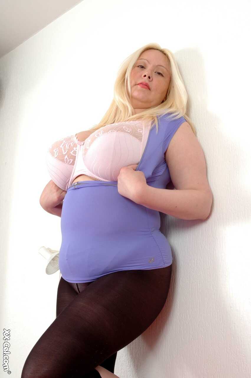 Blonde Dalila Bounces in her Nylons, Sharing Her Voluptuous Melons with the World! - Dalila