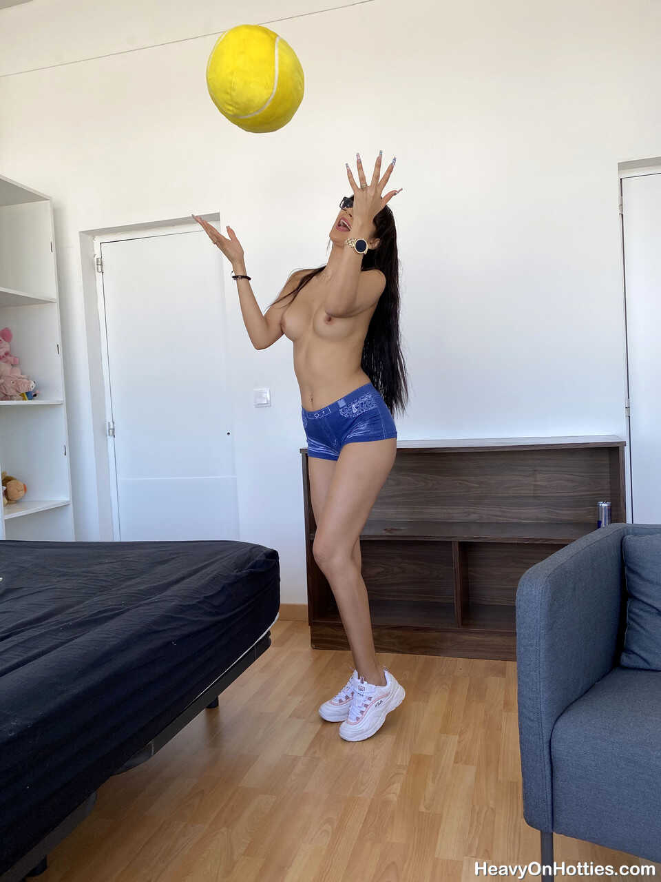 Nerdy Brunette Mia Marin Unleashes Her Dirty Side with a Pair of Fake Boobs - Mia Marin