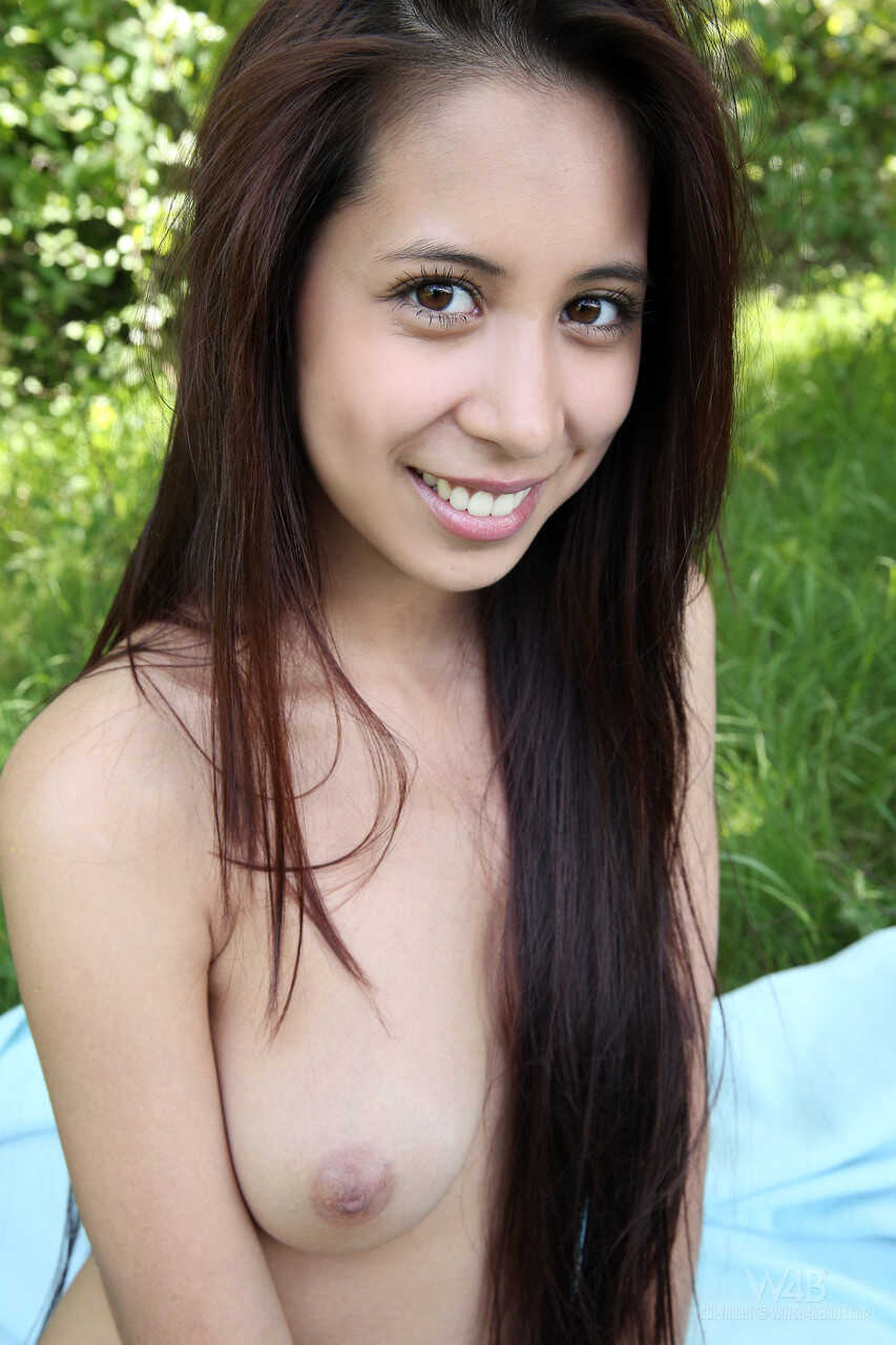 Outdoor Paula Shy Anal: Long-haired teen beauty shows her sweet tits and tight holes on the loose - Paula Shy