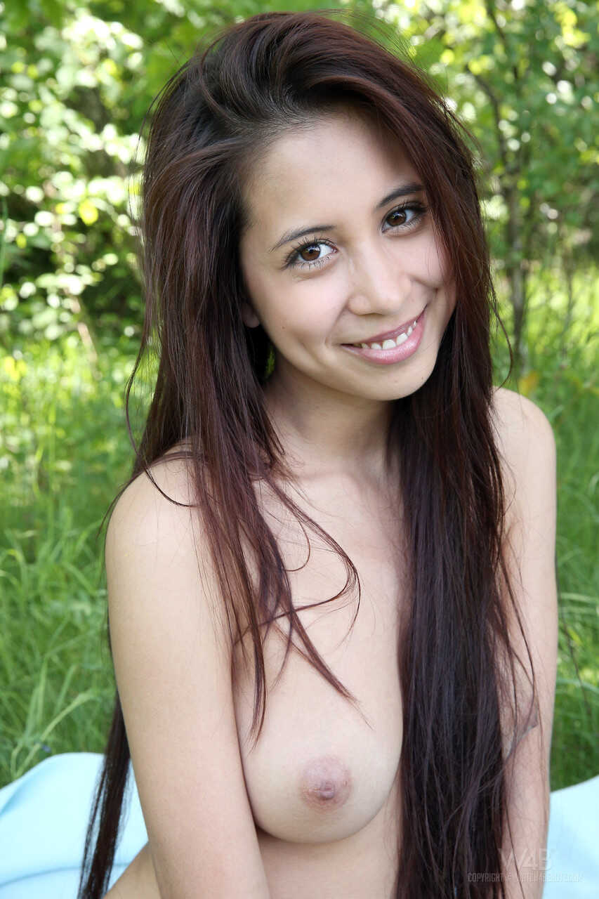 Outdoor Paula Shy Anal: Long-haired teen beauty shows her sweet tits and tight holes on the loose - Paula Shy