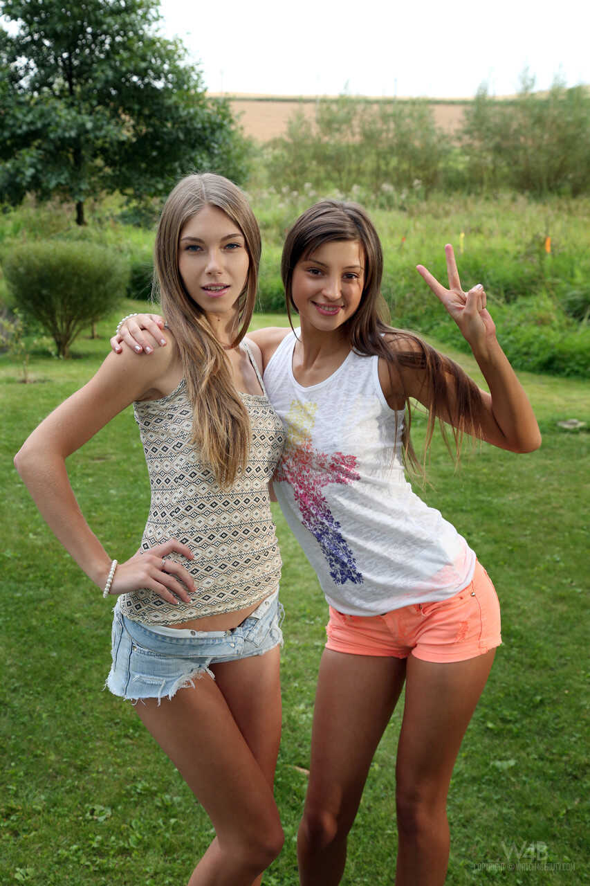 Pantyless and Upskirted: Krystal Boyd and Melena Maria Rya Peeing Outdoors Together (Perfect Teen Bodies Flashing their In...