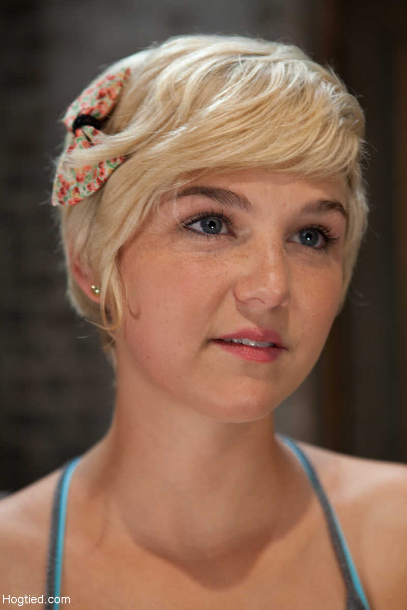 Short-haired Blonde Teen Chloe Camilla Gets Suspended In Rope Bondage, Gagged And Left To Pleasure Herself - Chloe Camilla