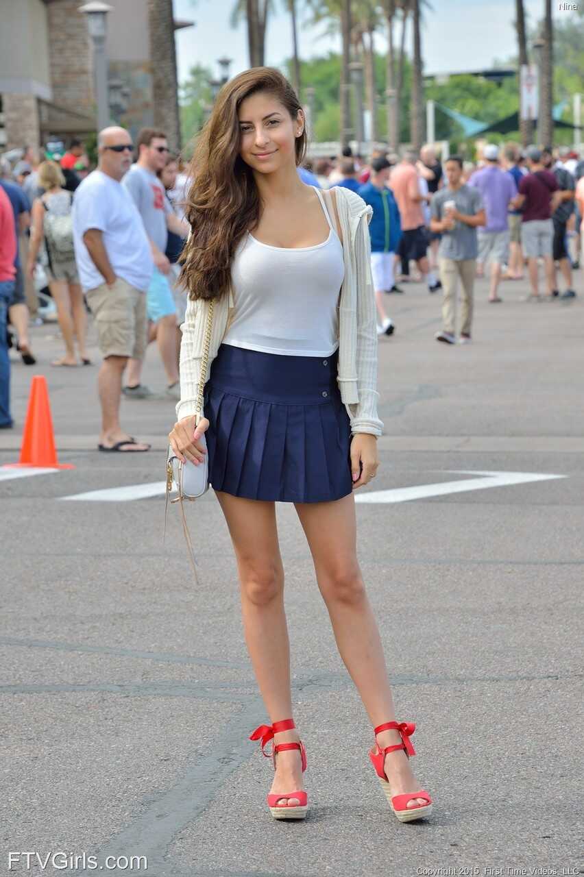 Nina North's Public Upskirt Exposure Reveals Her Juicy Tits And Sultry Curves In The Streets Of America - Nina North