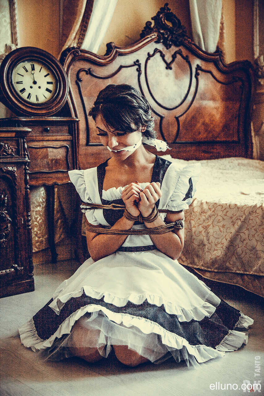 Yuno's Wet Dreams: A Bound Maid's Sensual Flashing in White Panties - 