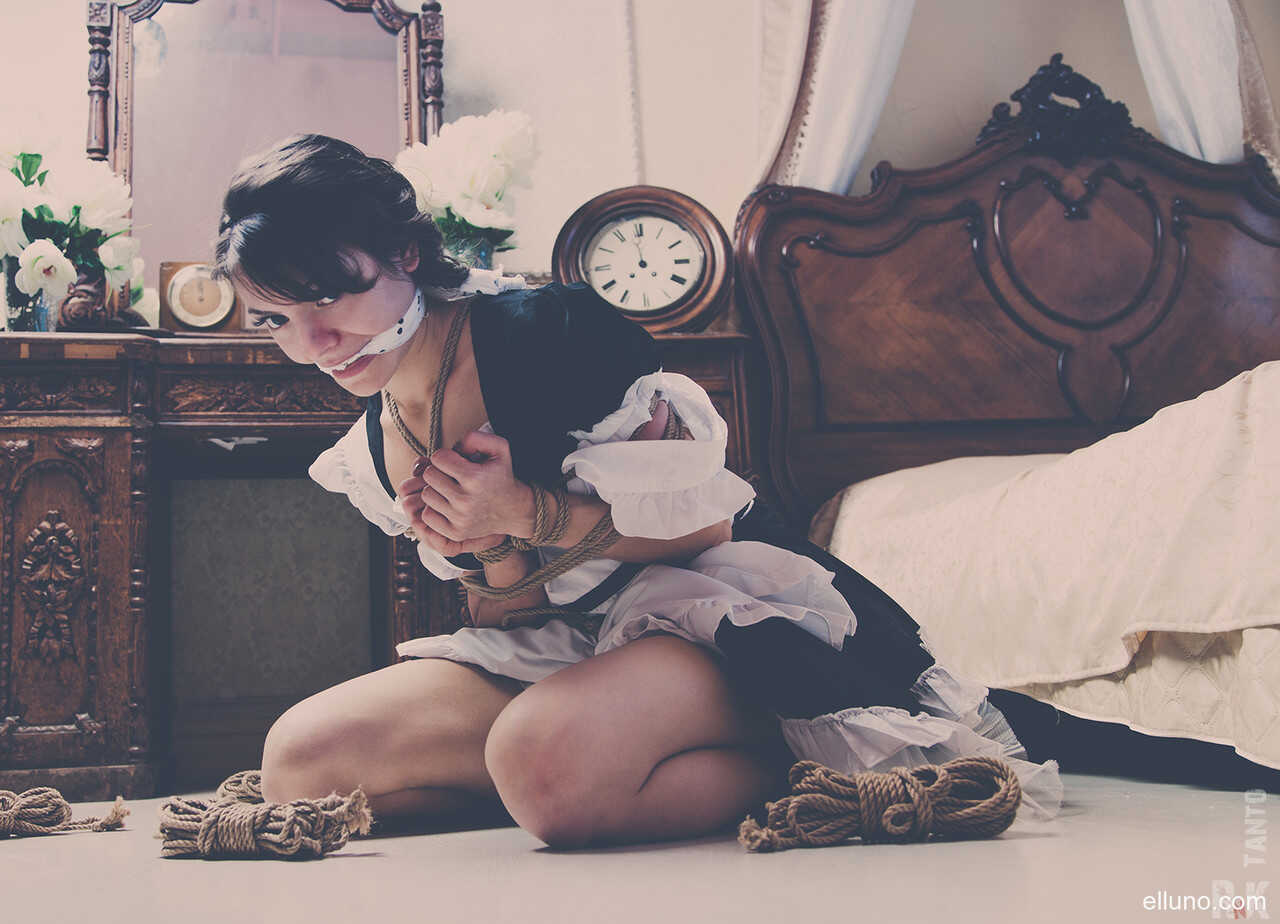 Yuno's Wet Dreams: A Bound Maid's Sensual Flashing in White Panties - 