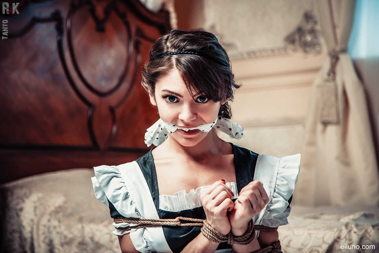 Yuno's Wet Dreams: A Bound Maid's Sensual Flashing in White Panties - 