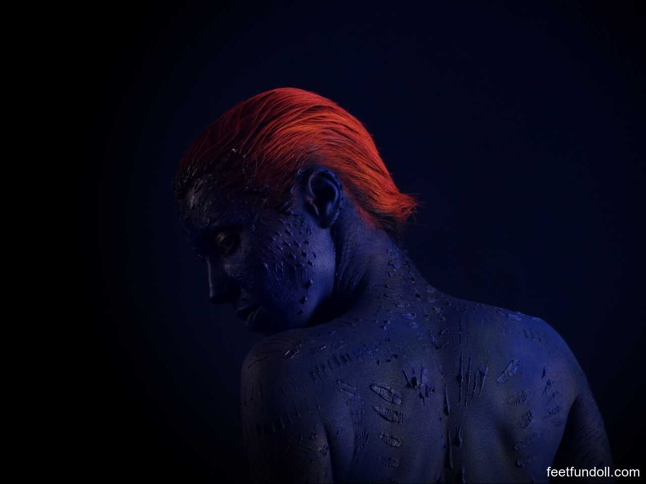 Redheaded babe in cosplay body paint Lisa Dove flaunts her tiny boobs and bottom! - Lisa Dove