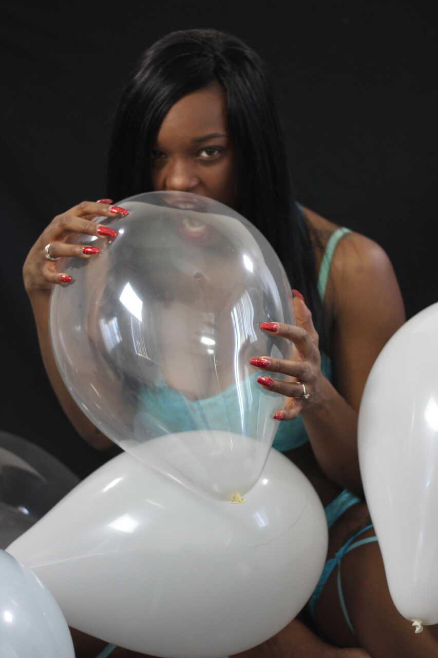 Black Kassey Starr Blowing Up Balloons With Her Cleavage - Kassey Starr