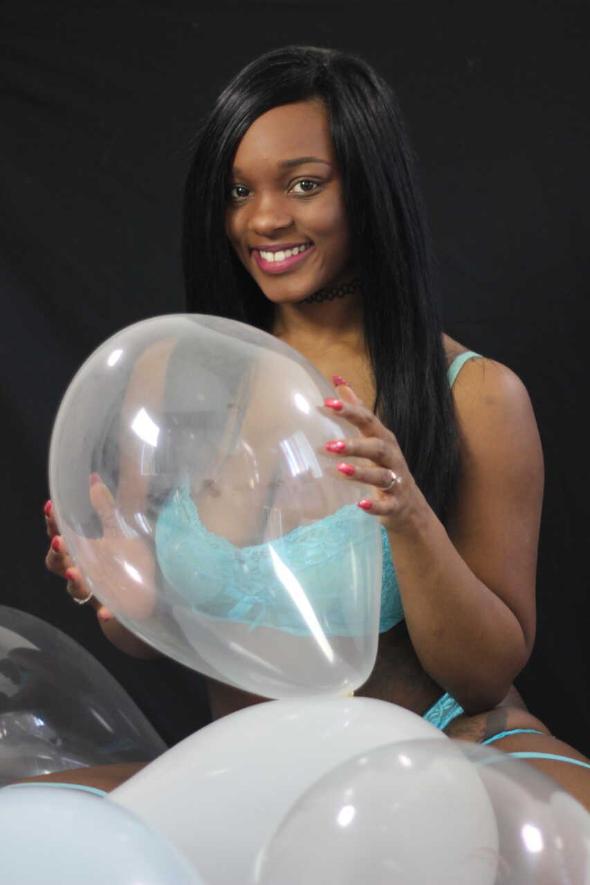 Black Kassey Starr Blowing Up Balloons With Her Cleavage - Kassey Starr