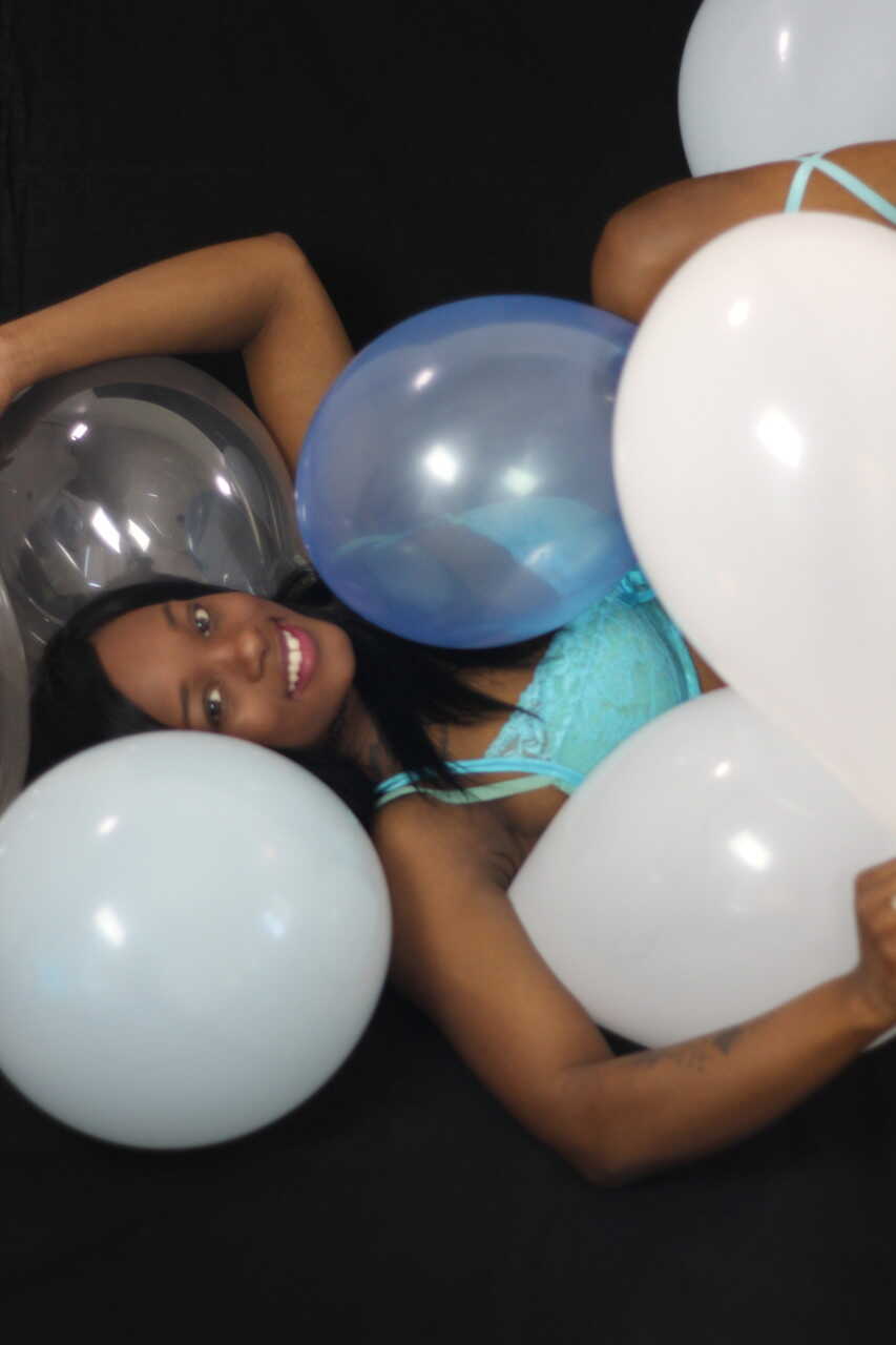 Black Kassey Starr Blowing Up Balloons With Her Cleavage - Kassey Starr