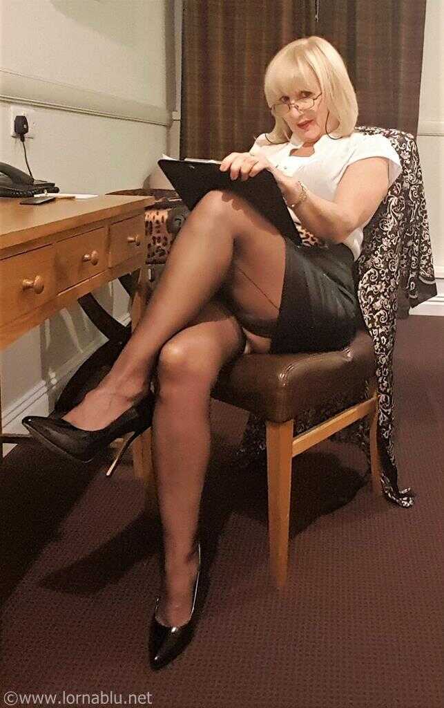 Office Orgy with Lorna Blu's Mature Tits and Shaved Pussy - Lorna Blu