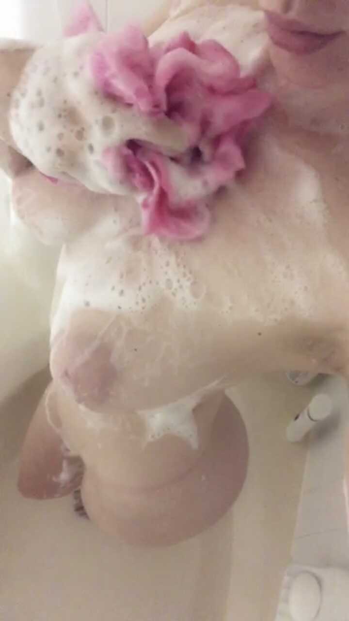 Amateur Bad Girl Natasha's Soapy Shower Tease with her Big Naturals & Pussy Selfies