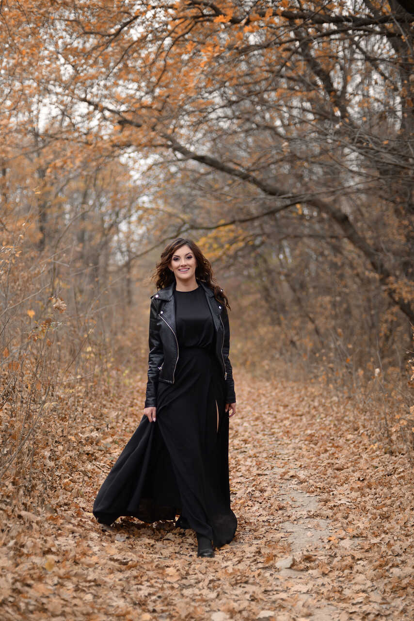 Nature Lover Amateur Adrianne Thelma Shows Off Her Hot Legs in a Black Dress while Exploring the Great Outdoors - 