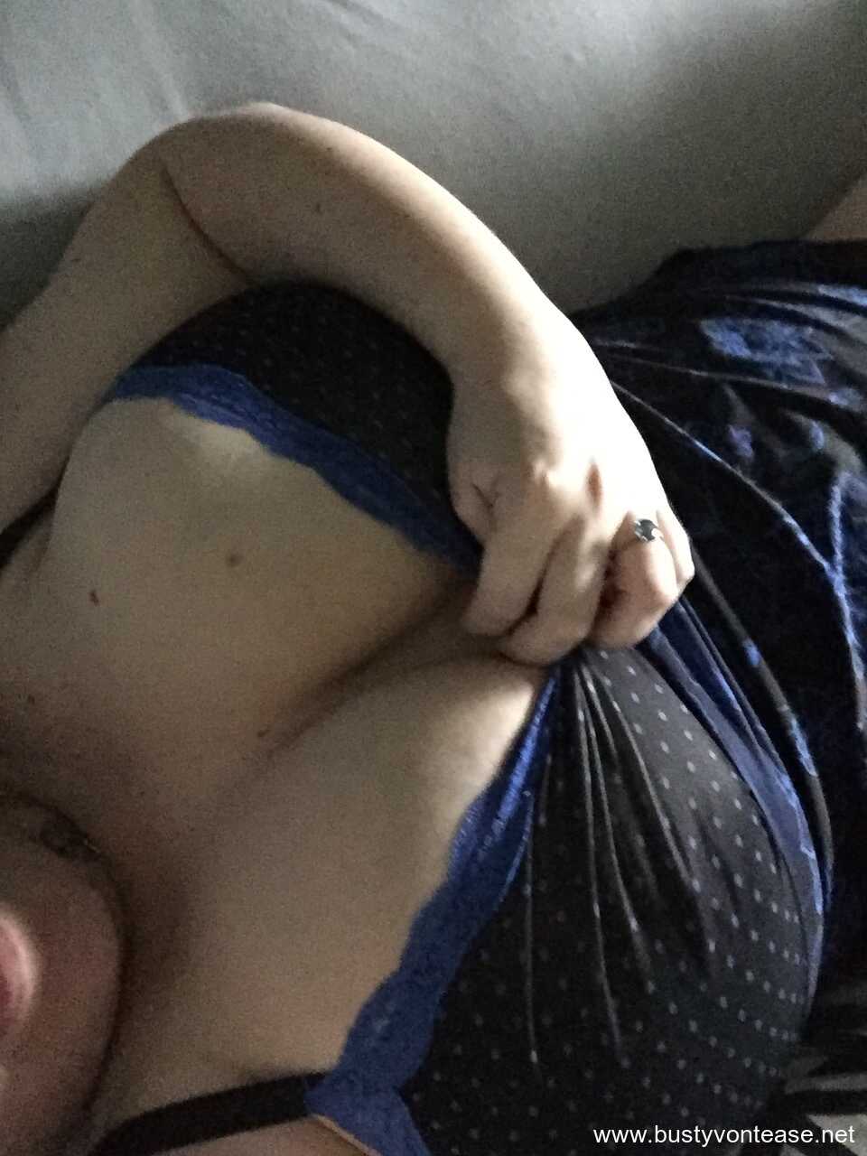 Sexy American BBW teasing with her cleavage and revealing her big tits Busty Von Tease's Boob Selfie - Busty Von Tease