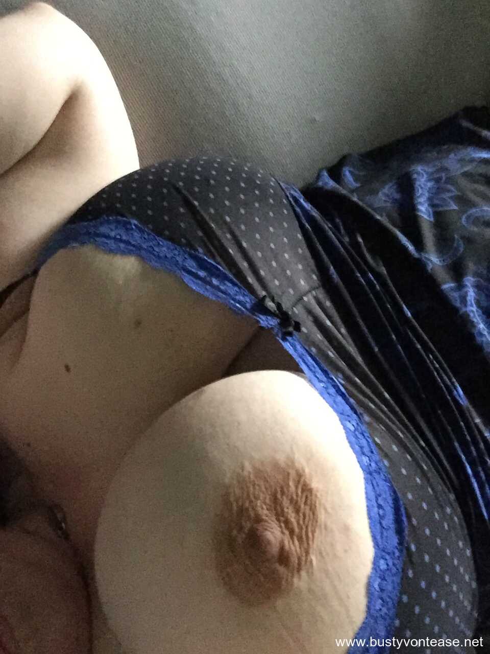 Sexy American BBW teasing with her cleavage and revealing her big tits Busty Von Tease's Boob Selfie - Busty Von Tease