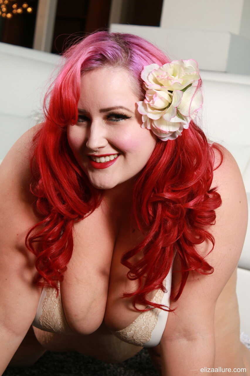Redheaded SSBBW Eliza Allure Shares Her Thick Pussy with a Bald Guy and a Blonde Pornstar - Eliza Allure