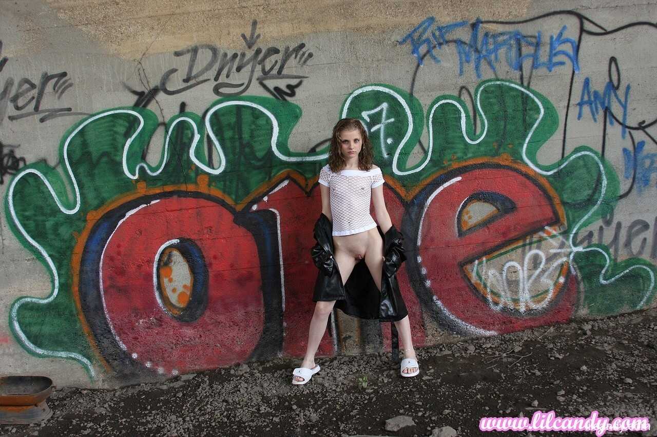 Lil' Candy Gets Bottomless in Her Sheer Top and Leather Jacket While Showing Off Her Small Tits and Flat Ass! - Lil C...