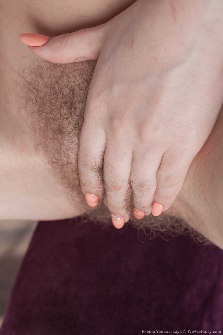 Sexy brunette Ksenia Yankovskaya spreads her hairy pussy on a chair and strips for her lover's eager eyes - Ksenia Ya...