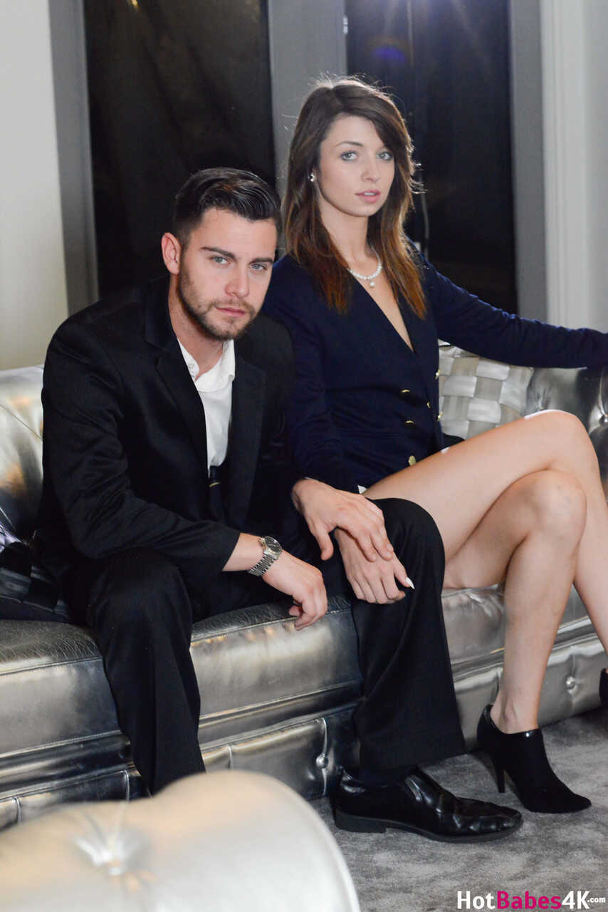 Brunette sweetie Naveen Ora gives head & gets rammed on doggystyle on a couch Reverse Cowgirl with the long-legged gin...