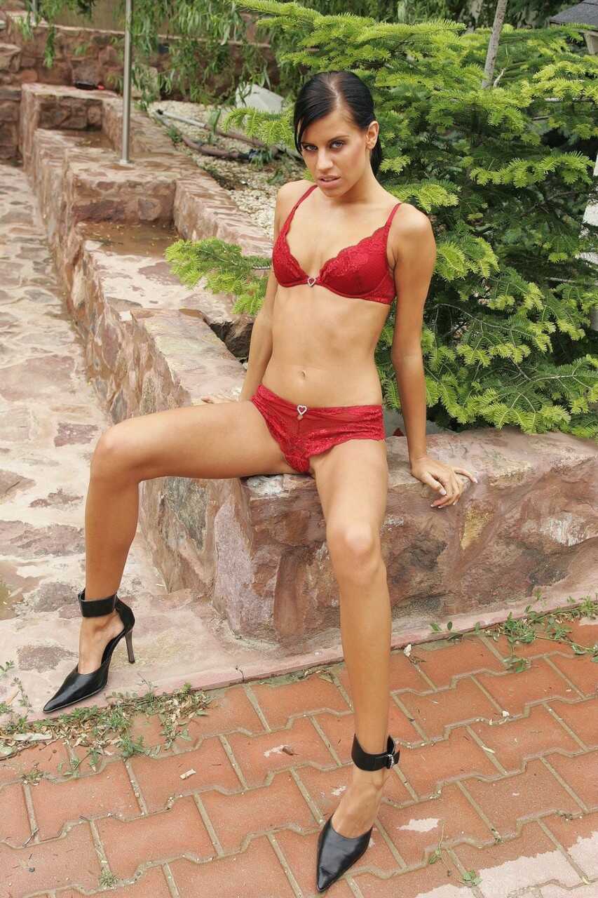 MILF Klara Smetanova Strips Off Her Lingerie and High Heels While a Teen Sucks on Her Skinny MILF Tits - Klara Smetanova