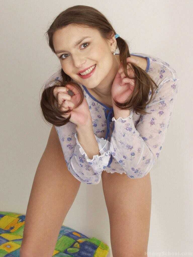 Ella Kiss' Naughty Bedtime Striptease: Trimmed Pussy and Panty Cameltoe Exposed in Satin Pajamas - Ella Kiss