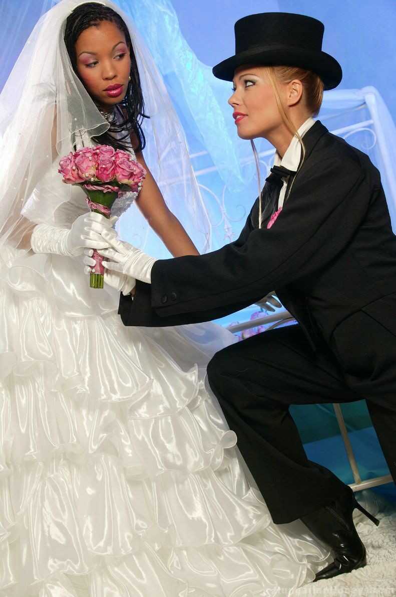 Sexy skinny bride Adriana Malkova & her female husband taste each other's muff, Black Lesbian, Ebony Lesbian, Bri...
