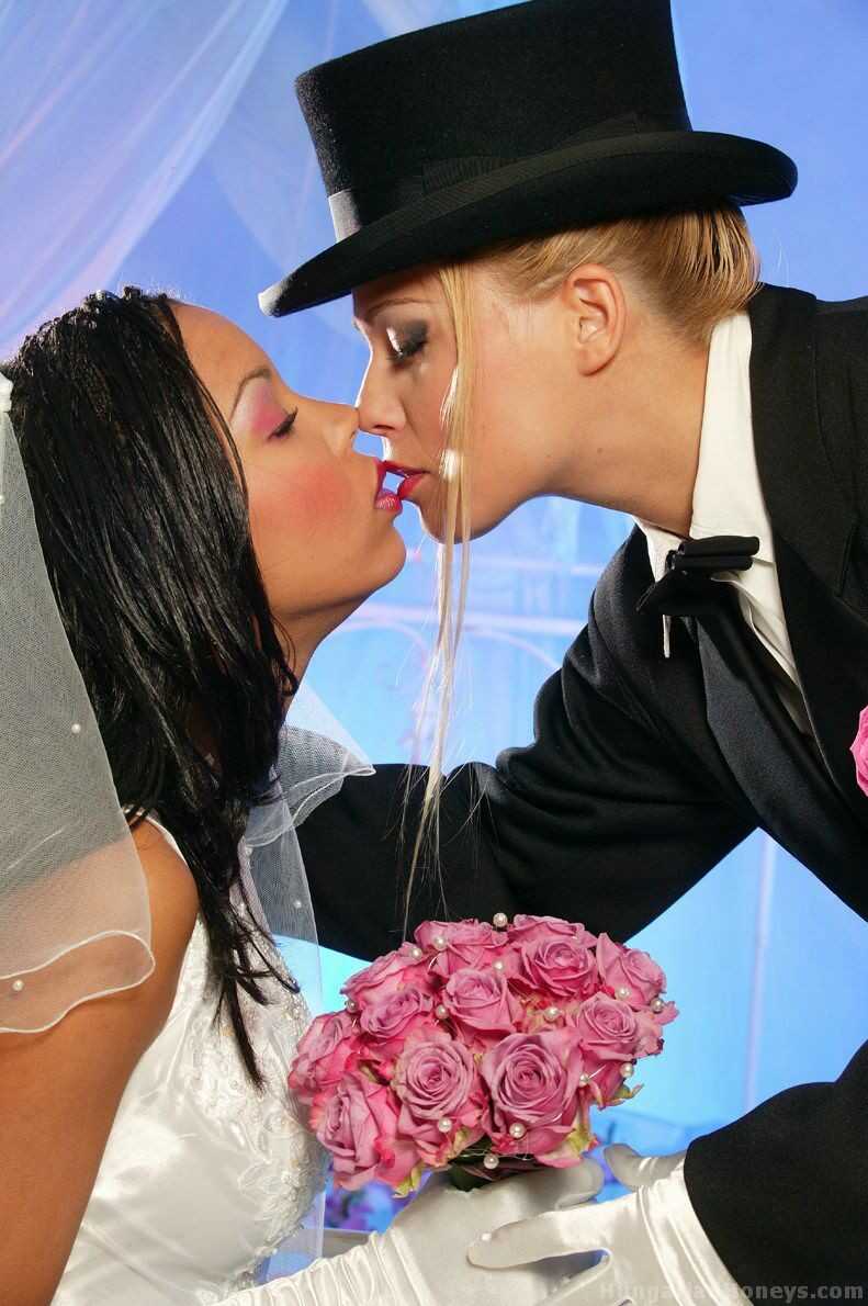 Sexy skinny bride Adriana Malkova & her female husband taste each other's muff, Black Lesbian, Ebony Lesbian, Bri...