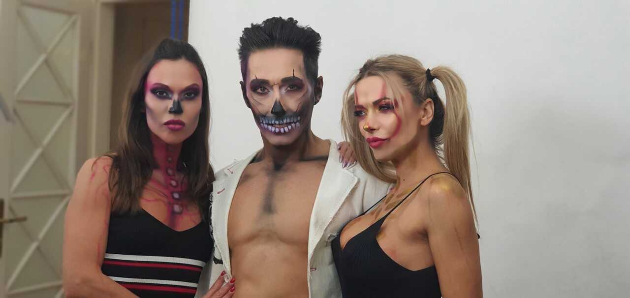 Sexy Cosplay Threesome with Brunette Shalina Devine and Her Hot Romanian Partners in Body Paint - Shalina Devine