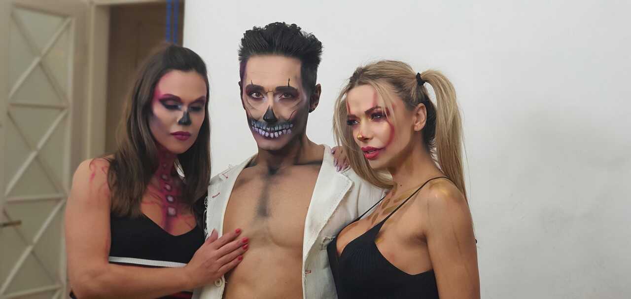 Sexy Cosplay Threesome with Brunette Shalina Devine and Her Hot Romanian Partners in Body Paint - Shalina Devine