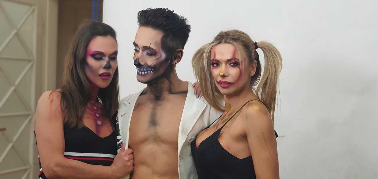 Sexy Cosplay Threesome with Brunette Shalina Devine and Her Hot Romanian Partners in Body Paint