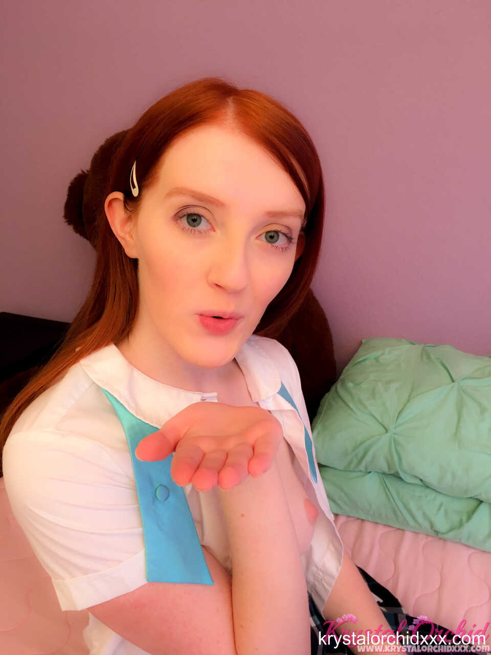 Redheaded Muff-Flasher Krystal Orchid Shows Off Her Tiny Panties at School! - Krystal Orchid