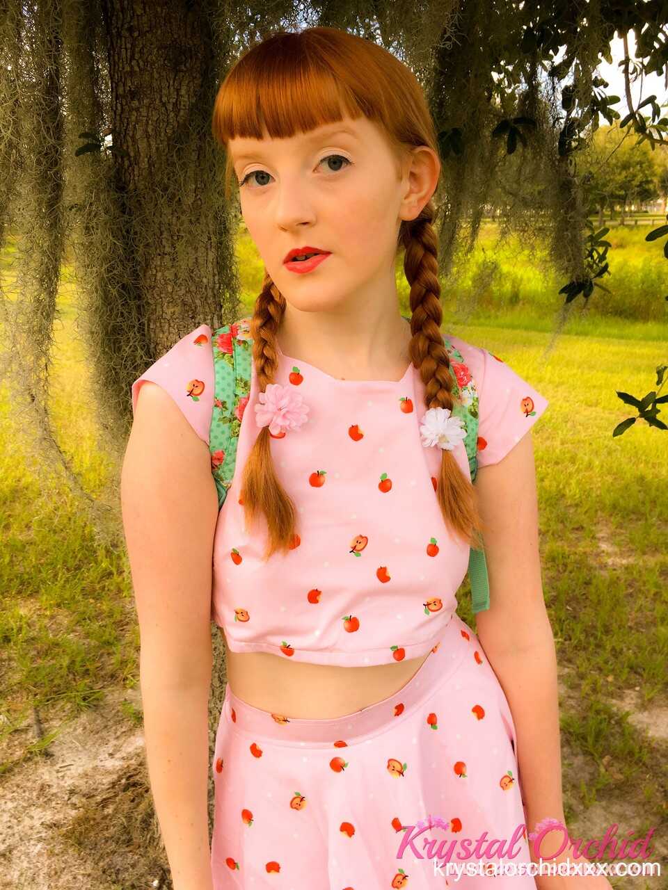 Redheaded teen Krystal Orchid outdoor ass and boobs show - Krystal Orchid