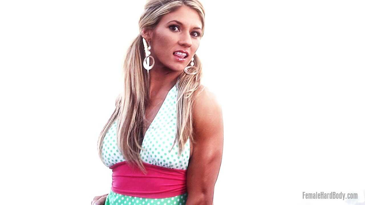 Blonde Bodybuilder Abby Marie Flexes Her Muscles In A Dress And Poses For The Camera! - Abby Marie
