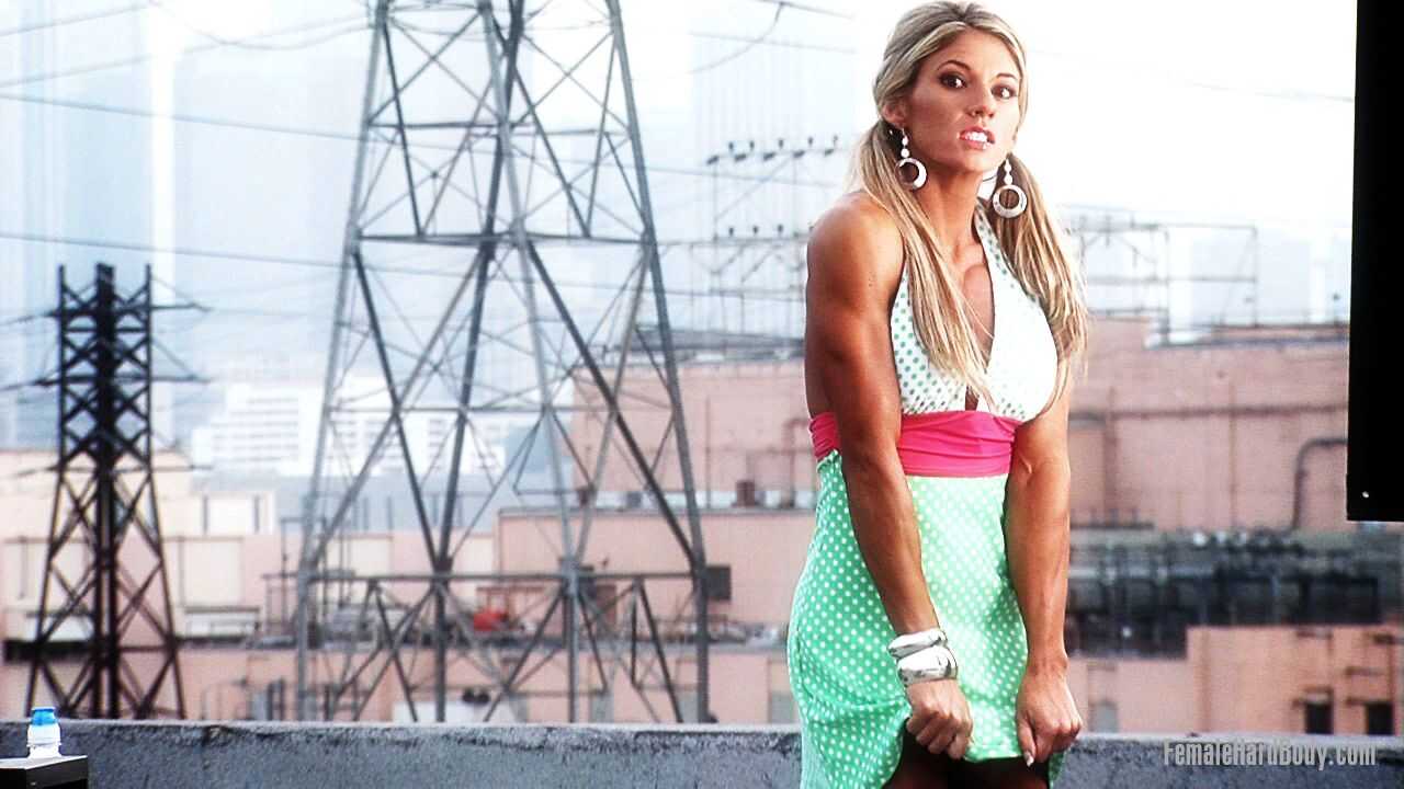 Blonde Bodybuilder Abby Marie Flexes Her Muscles In A Dress And Poses For The Camera! - Abby Marie