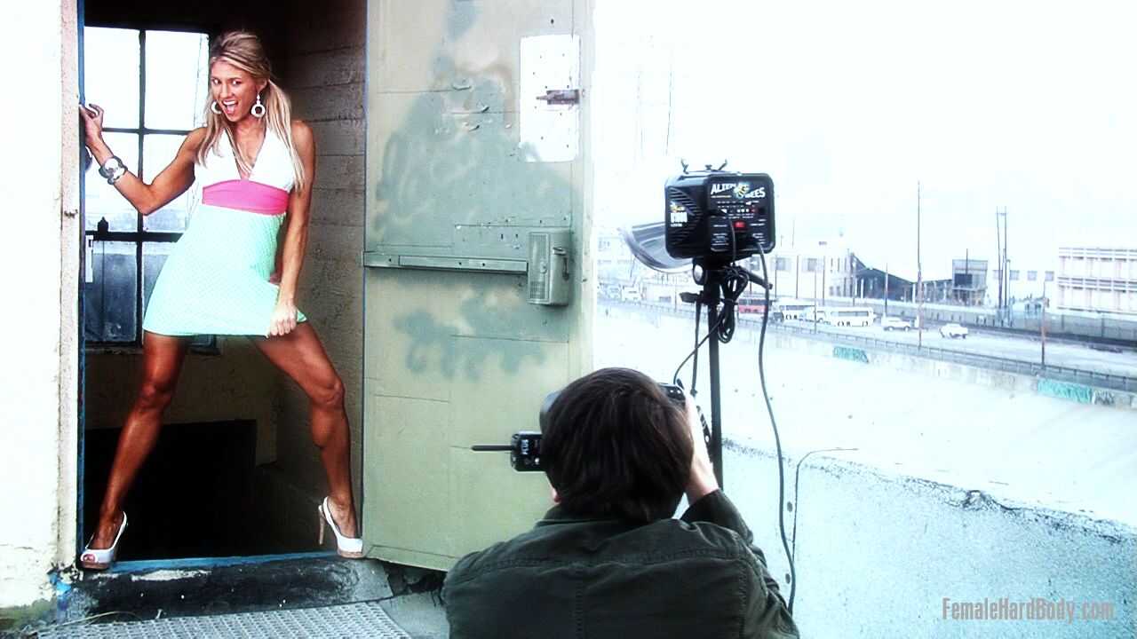 Blonde Bodybuilder Abby Marie Flexes Her Muscles In A Dress And Poses For The Camera! - Abby Marie